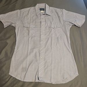 Short Sleeve Wrangler Pearl Snap Striped Button Up Western Shirt Men's Size M